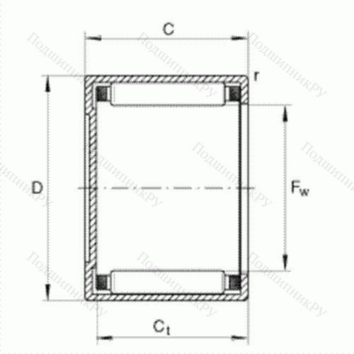 Подшипник роликовый игольчатый с одним наружным штампованным кольцом, закрытым с одной стороны BK 2016